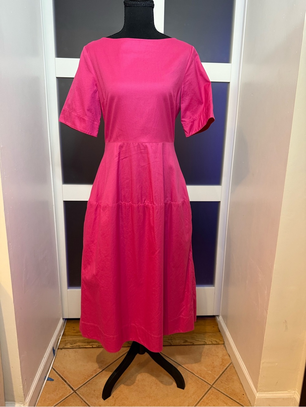 COS Bright Pink/Fuchsia Midi Dress, size 6, 100% cotton.